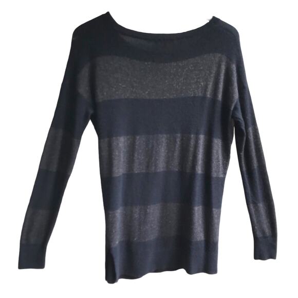 Vince Cashmere Rugby Stripe Sweater Size M Metallic Knit Preppy Academia Office - Picture 5 of 14